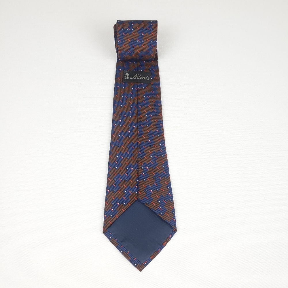 ADONIS brown & Blue Classic Men's Neck tie - Picture 5 of 8